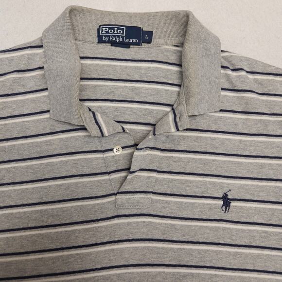 Polo by Ralph Lauren Casual Collared Short Sleeve Polo Shirt Men Size L Gray - Picture 1 of 9